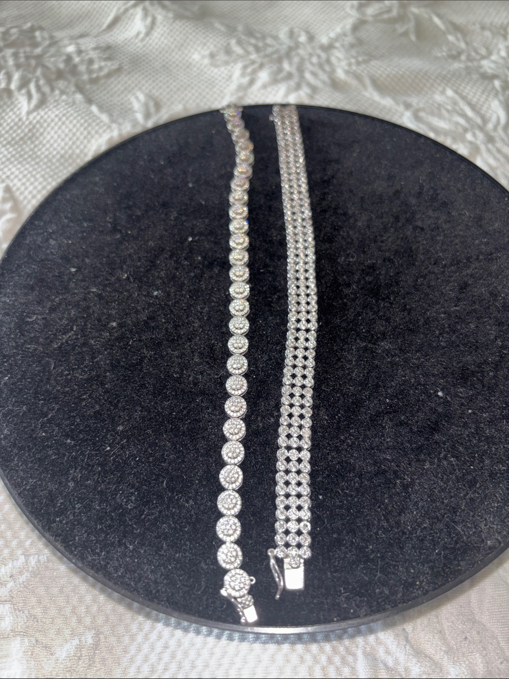 Silver-Tone Diamond Tennis Bracelets - Sparkling White